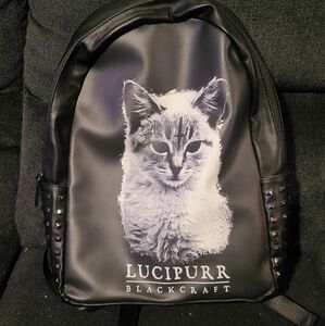 Blackcraft Cult Lucipurr cat backpack never used Gothic Black and White
